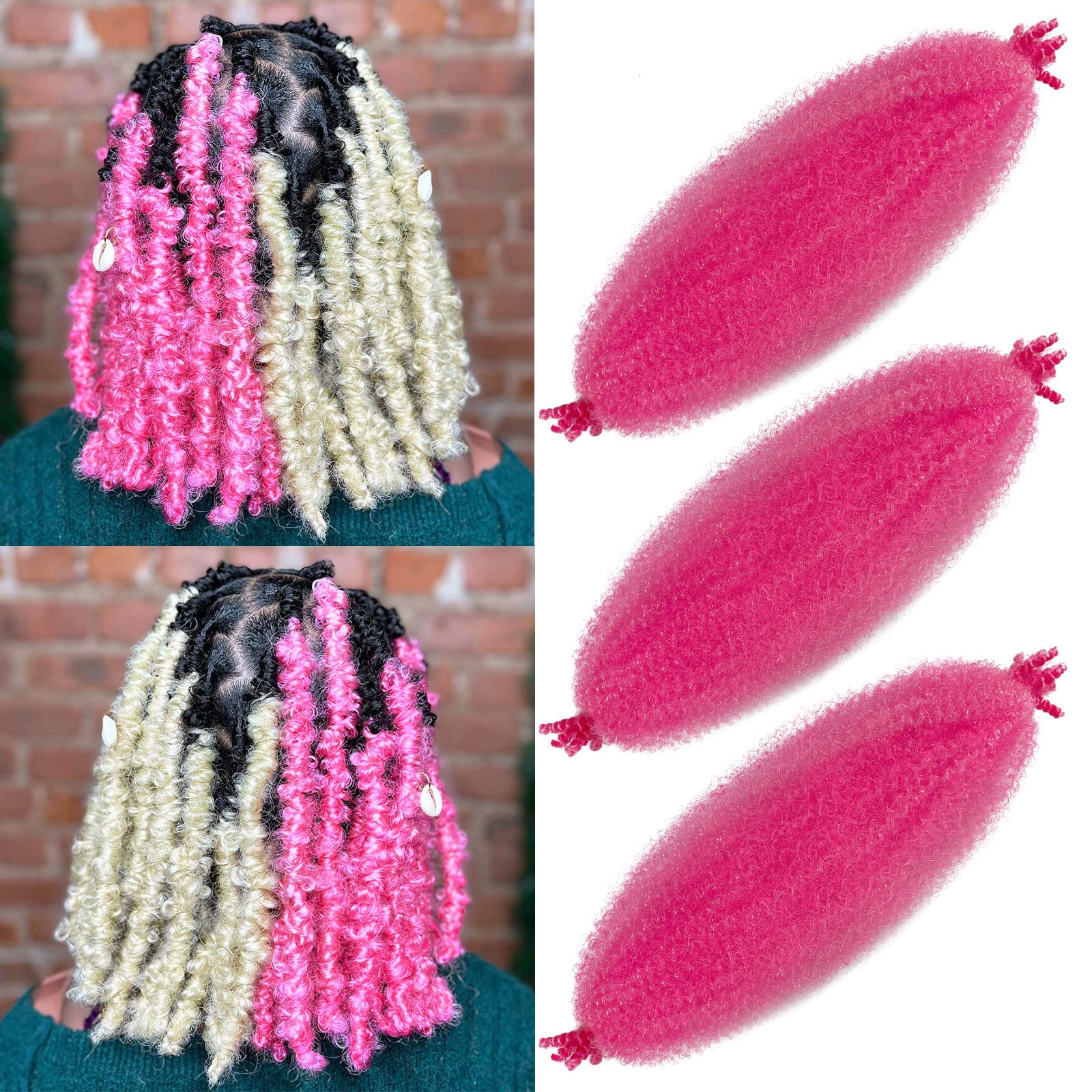 Amazon.com : Pink Marley Hair for Kids 3 Pack Pre-Separated Spring